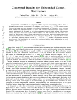 Contextual Bandits for Unbounded Context Distributions