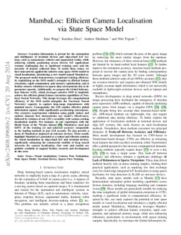 MambaLoc: Efficient Camera Localisation via State Space Model
