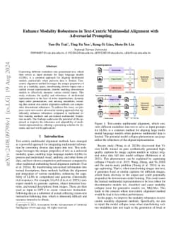 Enhance Modality Robustness in Text-Centric Multimodal Alignment with
  Adversarial Prompting