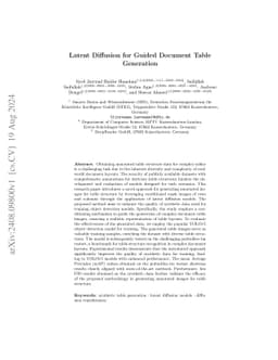 Latent Diffusion for Guided Document Table Generation