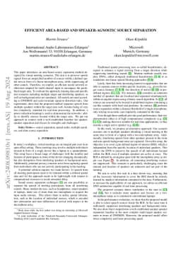 Efficient Area-based and Speaker-Agnostic Source Separation