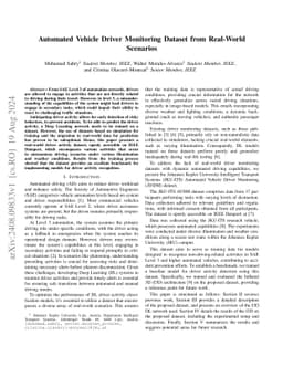 Automated Vehicle Driver Monitoring Dataset from Real-World Scenarios