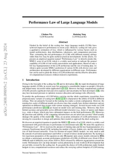 Performance Law of Large Language Models