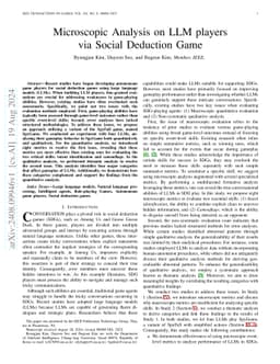 Microscopic Analysis on LLM players via Social Deduction Game
