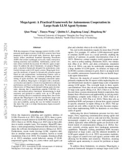MegaAgent: A Practical Framework for Autonomous Cooperation in
  Large-Scale LLM Agent Systems