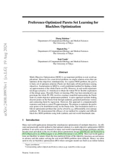 Preference-Optimized Pareto Set Learning for Blackbox Optimization