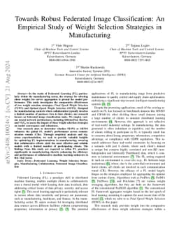 Towards Robust Federated Image Classification: An Empirical Study of
  Weight Selection Strategies in Manufacturing