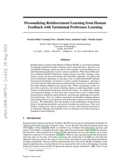 Personalizing Reinforcement Learning from Human Feedback with
  Variational Preference Learning