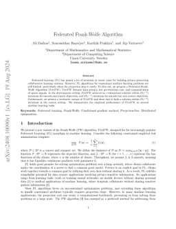 Federated Frank-Wolfe Algorithm