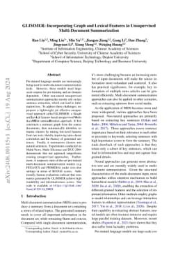GLIMMER: Incorporating Graph and Lexical Features in Unsupervised
  Multi-Document Summarization