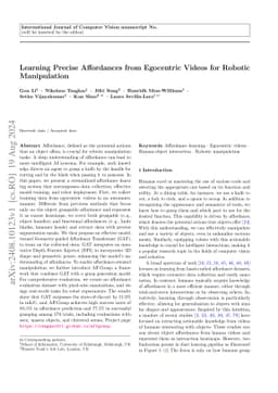 Learning Precise Affordances from Egocentric Videos for Robotic
  Manipulation