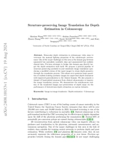 Structure-preserving Image Translation for Depth Estimation in
  Colonoscopy Video