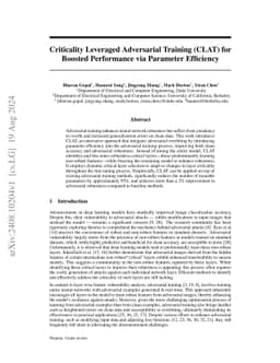 Criticality Leveraged Adversarial Training (CLAT) for Boosted
  Performance via Parameter Efficiency