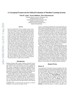 A Conceptual Framework for Ethical Evaluation of Machine Learning
  Systems