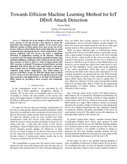Towards Efficient Machine Learning Method for IoT DDoS Attack Detection