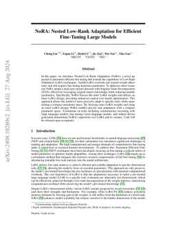 NoRA: Nested Low-Rank Adaptation for Efficient Fine-Tuning Large Models