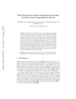 Meta-Learning in Audio and Speech Processing: An End to End
  Comprehensive Review