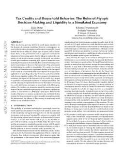 Tax Credits and Household Behavior: The Roles of Myopic Decision-Making
  and Liquidity in a Simulated Economy