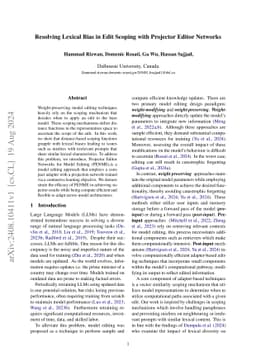 Resolving Lexical Bias in Edit Scoping with Projector Editor Networks