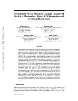 Differentially Private Stochastic Gradient Descent with Fixed-Size
  Minibatches: Tighter RDP Guarantees with or without Replacement