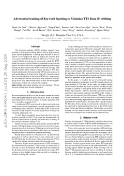 Adversarial training of Keyword Spotting to Minimize TTS Data
  Overfitting