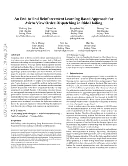 An End-to-End Reinforcement Learning Based Approach for Micro-View
  Order-Dispatching in Ride-Hailing
