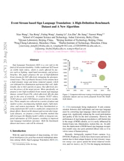 Event Stream based Sign Language Translation: A High-Definition
  Benchmark Dataset and A New Algorithm