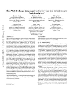 How Well Do Large Language Models Serve as End-to-End Secure Code
  Producers?
