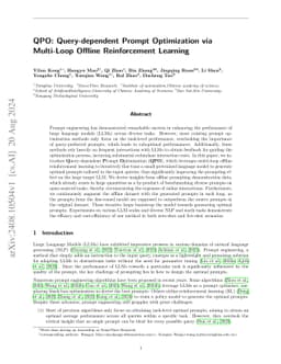 QPO: Query-dependent Prompt Optimization via Multi-Loop Offline
  Reinforcement Learning