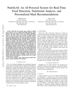 NutrifyAI: An AI-Powered System for Real-Time Food Detection,
  Nutritional Analysis, and Personalized Meal Recommendations