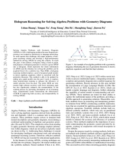 Hologram Reasoning for Solving Algebra Problems with Geometry Diagrams