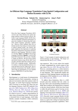 An Efficient Sign Language Translation Using Spatial Configuration and Motion Dynamics with LLMs