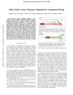 Safety Metric Aware Trajectory Repairing for Automated Driving