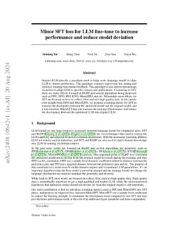 Minor SFT loss for LLM fine-tune to increase performance and reduce
  model deviation