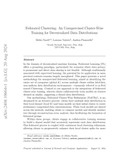 Federated Clustering: An Unsupervised Cluster-Wise Training for
  Decentralized Data Distributions