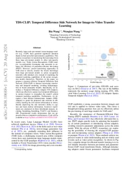 TDS-CLIP: Temporal Difference Side Network for Image-to-Video Transfer
  Learning