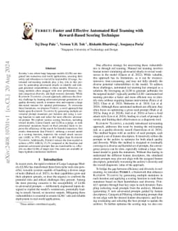 Ferret: Faster and Effective Automated Red Teaming with Reward-Based
  Scoring Technique