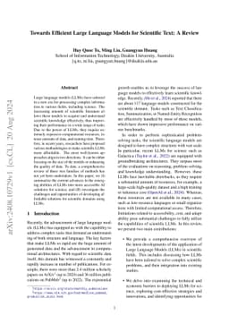 Towards Efficient Large Language Models for Scientific Text: A Review