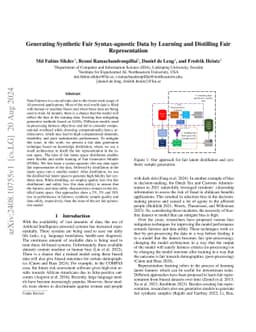 Generating Synthetic Fair Syntax-agnostic Data by Learning and
  Distilling Fair Representation
