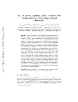 SAM-COD: SAM-guided Unified Framework for Weakly-Supervised Camouflaged
  Object Detection