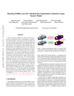 Detecting Wildfires on UAVs with Real-time Segmentation Trained by
  Larger Teacher Models