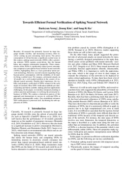 Towards Efficient Formal Verification of Spiking Neural Network