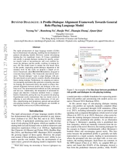 BEYOND DIALOGUE: A Profile-Dialogue Alignment Framework Towards General
  Role-Playing Language Model