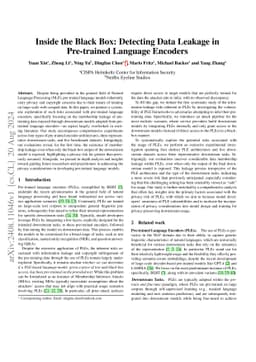 Inside the Black Box: Detecting Data Leakage in Pre-trained Language
  Encoders
