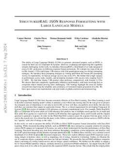 StructuredRAG: JSON Response Formatting with Large Language Models