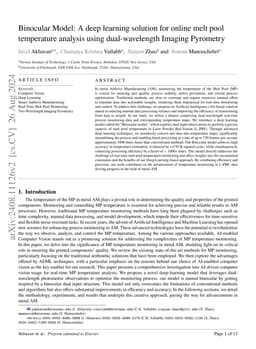 Binocular Model: A deep learning solution for online melt pool
  temperature analysis using dual-wavelength Imaging Pyrometry
