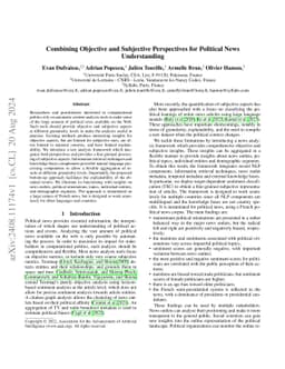 Combining Objective and Subjective Perspectives for Political News
  Understanding