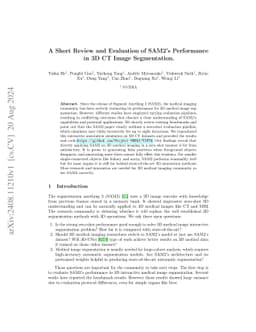 A Short Review and Evaluation of SAM2's Performance in 3D CT Image
  Segmentation
