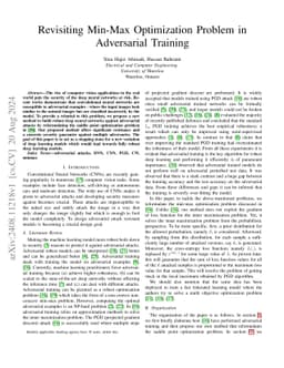 Revisiting Min-Max Optimization Problem in Adversarial Training