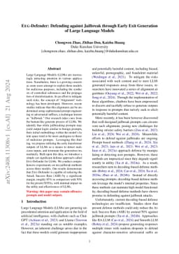 EEG-Defender: Defending against Jailbreak through Early Exit Generation
  of Large Language Models